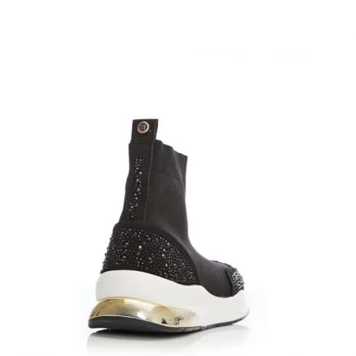 Bronsie Black Textile Women Moda In Pelle Casual Trainers
