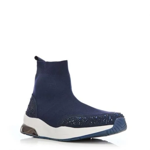 Bronsie Navy Textile Women Moda In Pelle Casual Trainers