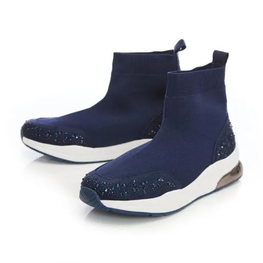 Bronsie Navy Textile Women Moda In Pelle Casual Trainers