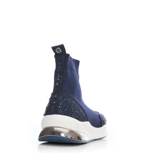 Bronsie Navy Textile Women Moda In Pelle Casual Trainers
