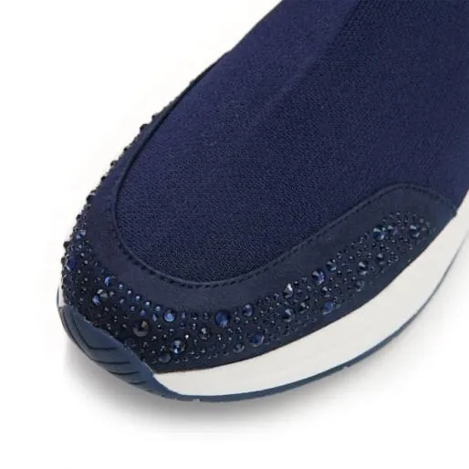 Bronsie Navy Textile Women Moda In Pelle Casual Trainers