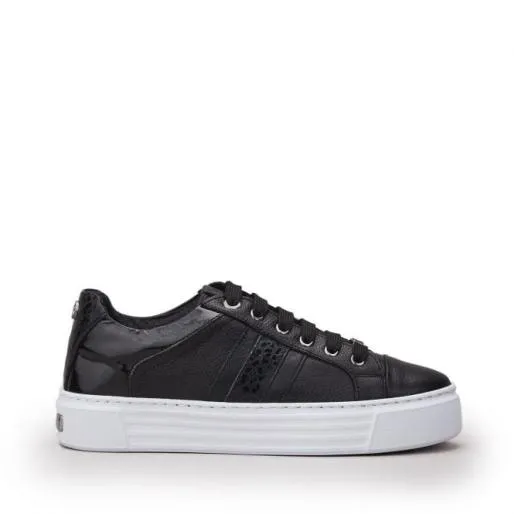 Bryonie Black Leather Women Moda In Pelle Black Trainers