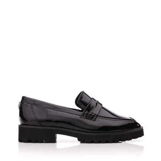 Calfie Black Patent Leather Women Moda In Pelle Brogues And Loafers