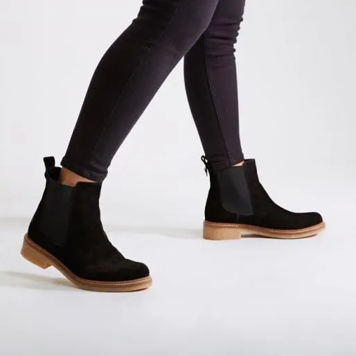 Carisina Black Suede Women Moda In Pelle Ankle Boots