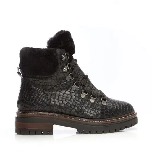 Carper Black Croc Women Moda In Pelle Ankle Boots Carper Black Croc Women Moda In Pelle Ankle Boots