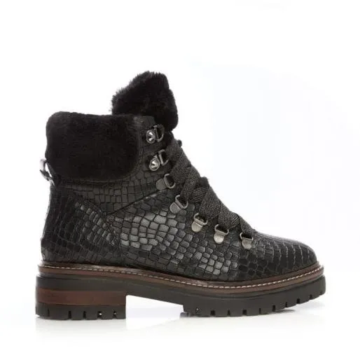 Carper Black Croc Women Moda In Pelle Ankle Boots Carper Black Croc Women Moda In Pelle Ankle Boots