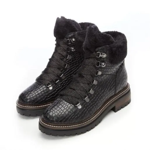 Carper Black Croc Women Moda In Pelle Ankle Boots Carper Black Croc Women Moda In Pelle Ankle Boots