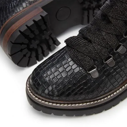Carper Black Croc Women Moda In Pelle Ankle Boots Carper Black Croc Women Moda In Pelle Ankle Boots