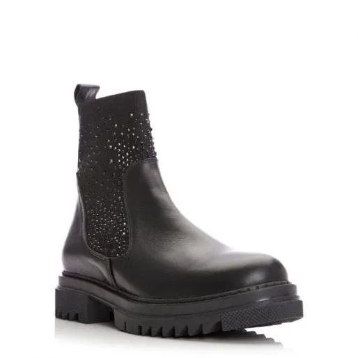 Carriee Black Leather Women Moda In Pelle Ankle Boots Carriee Black Leather Women Moda In Pelle Ankle Boots