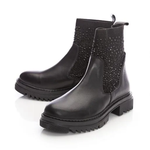Carriee Black Leather Women Moda In Pelle Ankle Boots Carriee Black Leather Women Moda In Pelle Ankle Boots