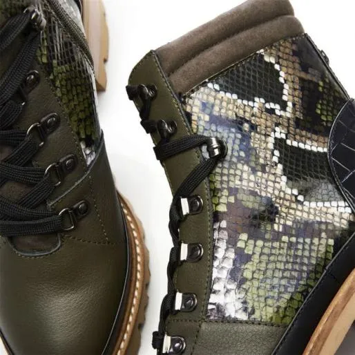Cassidie Khaki 8211 Snake Leather Women Moda In Pelle Ankle Boots Cassidie Khaki 8211 Snake Leather Women Moda In Pelle Ankle Boots