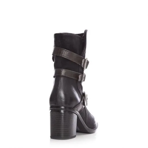 Catherina Black Nubuck Women Moda In Pelle Ankle Boots