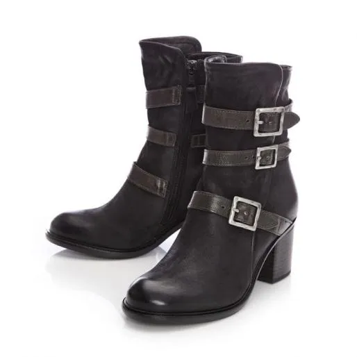Catherina Black Nubuck Women Moda In Pelle Ankle Boots