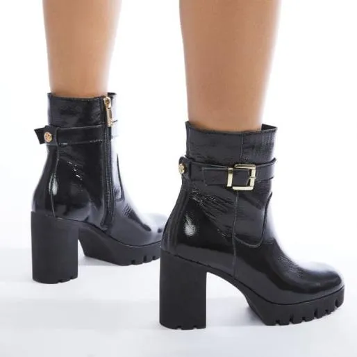 Charisma Black Patent Leather Women Moda In Pelle Ankle Boots Charisma Black Patent Leather Women Moda In Pelle Ankle Boots