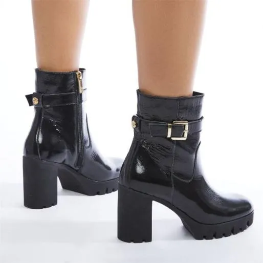 Charisma Black Patent Leather Women Moda In Pelle Ankle Boots Charisma Black Patent Leather Women Moda In Pelle Ankle Boots
