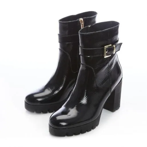 Charisma Black Patent Leather Women Moda In Pelle Ankle Boots Charisma Black Patent Leather Women Moda In Pelle Ankle Boots
