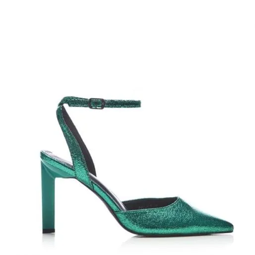 Dallace Green Metal Women Moda In Pelle High Heel Shoes