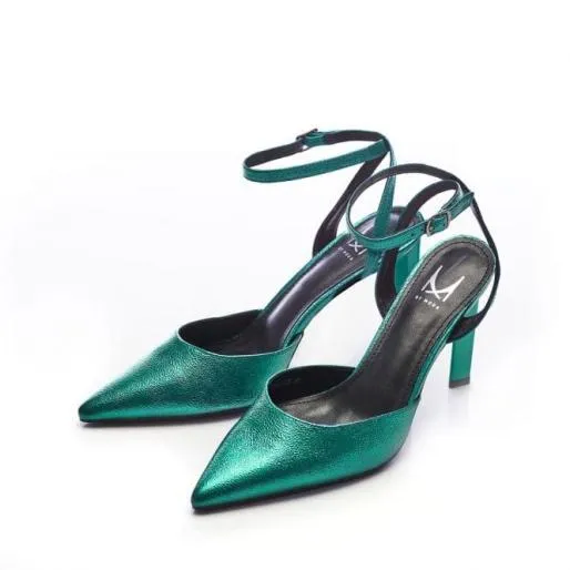 Dallace Green Metal Women Moda In Pelle High Heel Shoes