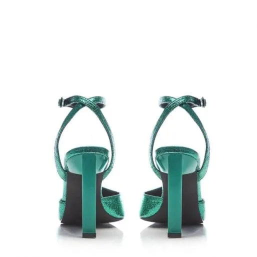 Dallace Green Metal Women Moda In Pelle High Heel Shoes