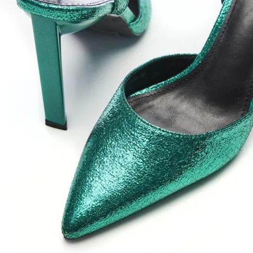 Dallace Green Metal Women Moda In Pelle High Heel Shoes