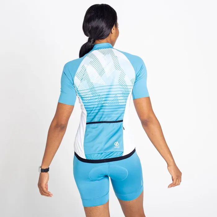 Dare 2b Cycling Jerseys Aep Prompt Lightweight Jersey Capri Blue Empowered Print 8211 Women