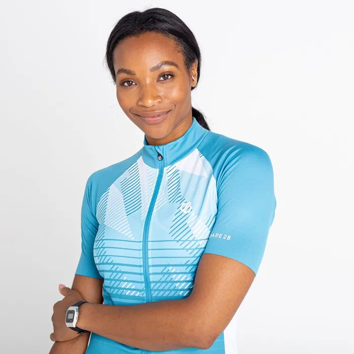 Dare 2b Cycling Jerseys Aep Prompt Lightweight Jersey Capri Blue Empowered Print 8211 Women