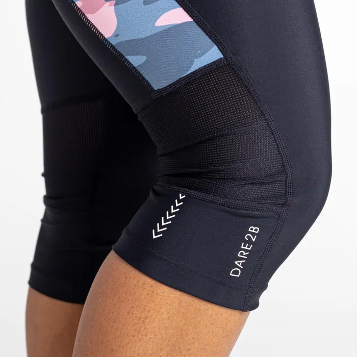 Dare 2b Cycling Leggings and Shorts Worldly Gel Cycling Capri Black Powder Pink Camo 8211 Women