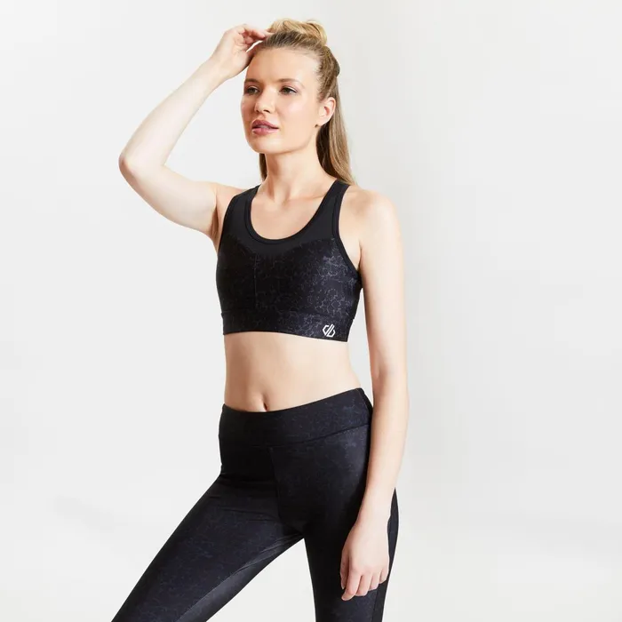 Dare 2b Gym Tops Mantra Recycled Sports Bra Black Molecular Print 8211 Women