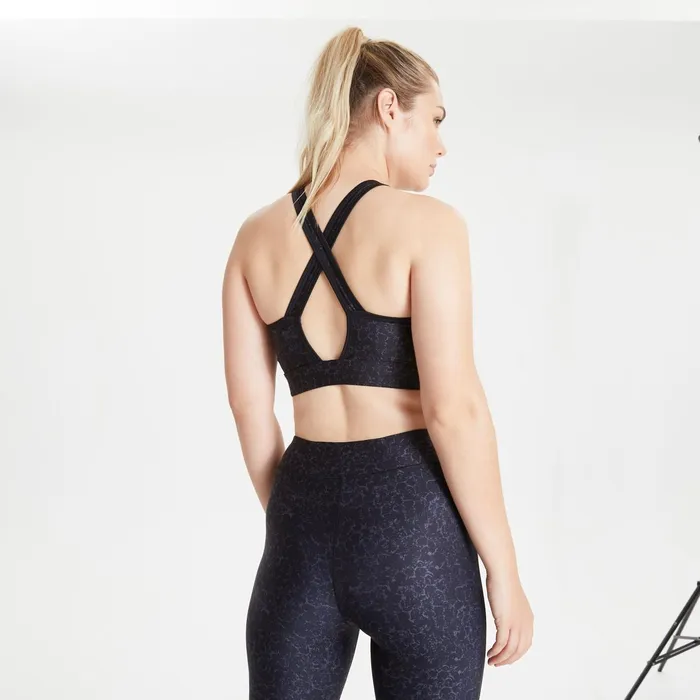Dare 2b Gym Tops Mantra Recycled Sports Bra Black Molecular Print 8211 Women