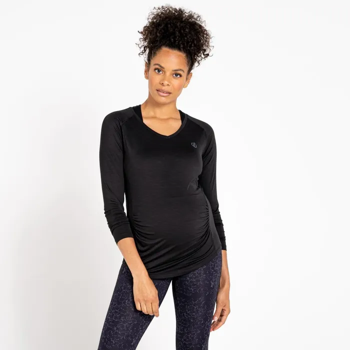 Dare 2b Gym Tops Maternity Discern Long Sleeve TShirt Black 8211 Women