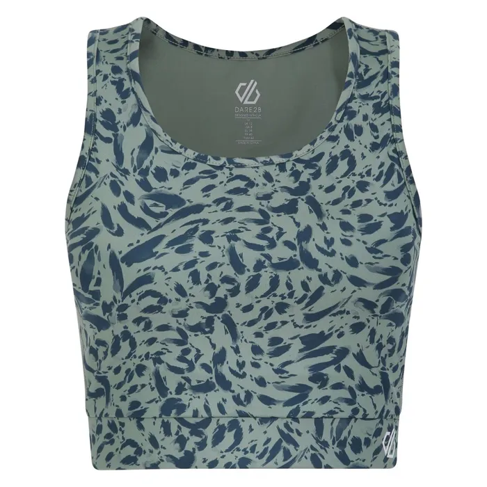 Dare 2b Gym Tops Move High Neck Sports Bra Lilypad Green Animal Print 8211 Women