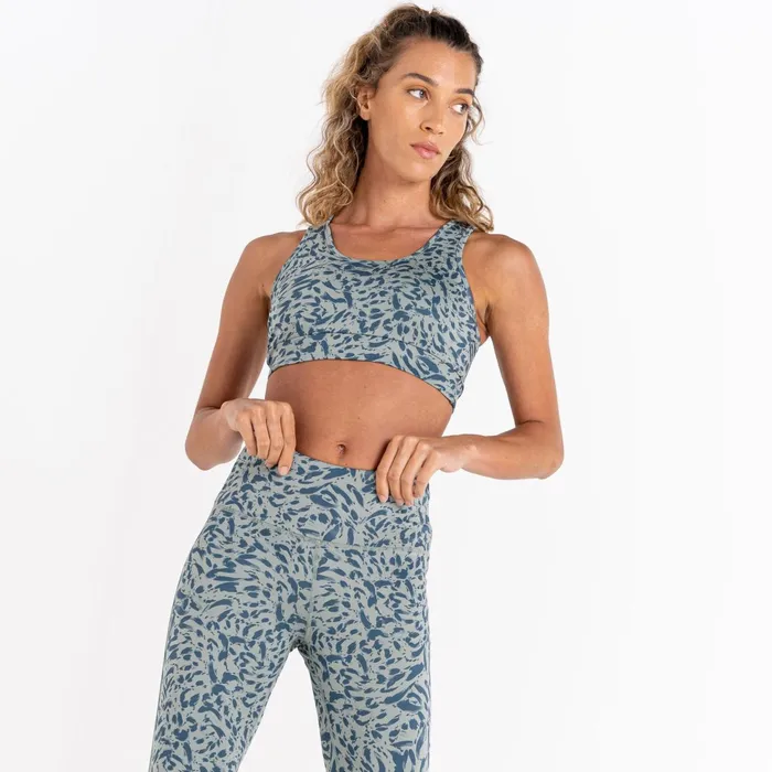 Dare 2b Gym Tops Swift Sports Bra Lilypad Green Animal Print 8211 Women