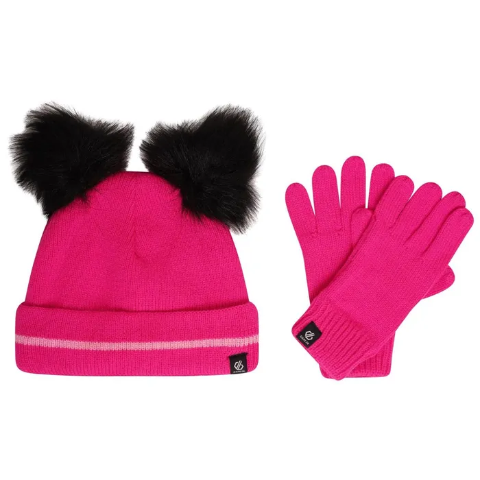 Dare 2b Hats Brighten Hat and Gloves Set Pink Glow 8211 Kids