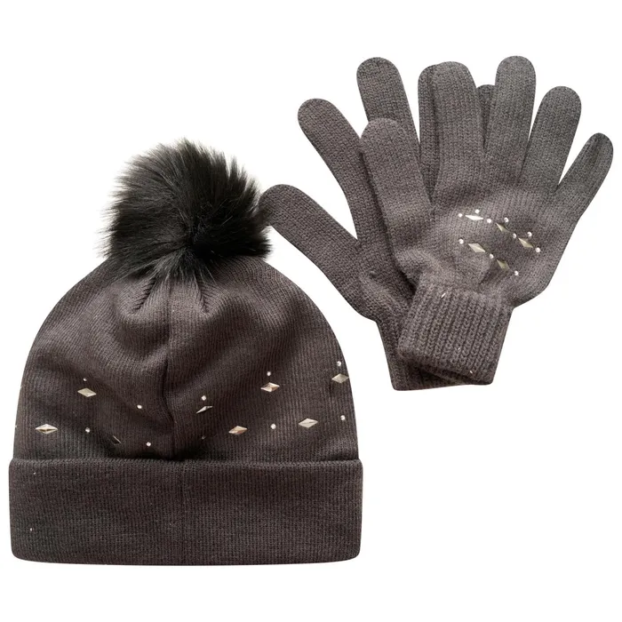 Dare 2b Hats Crystal Hat and Gloves Set Ash Grey 8211 Women