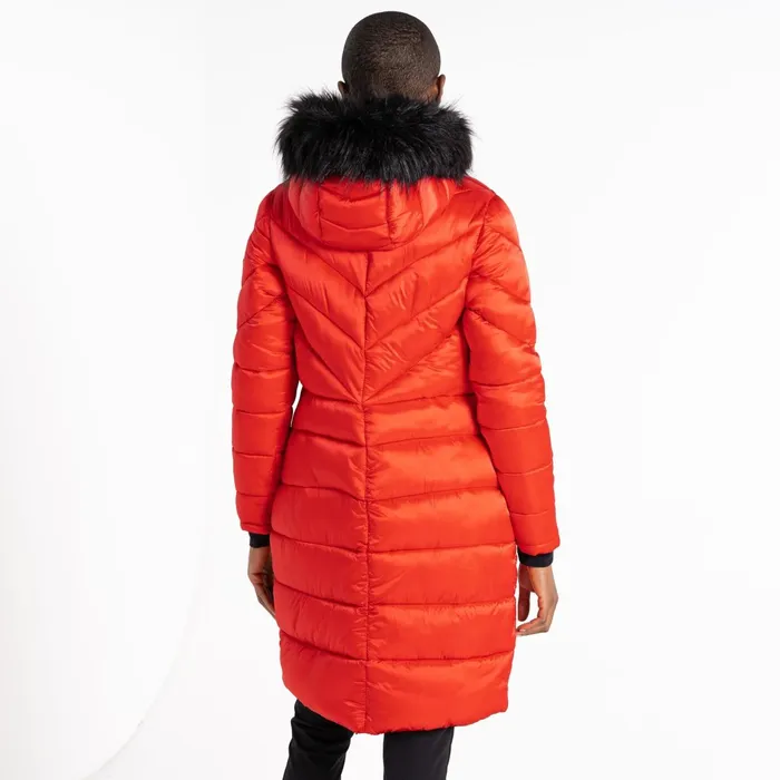 Dare 2b Insulated Jackets Julien Macdonald 8211 Suppression Longline Jacket Volcanic Red Shine 8211 Women