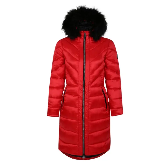Dare 2b Insulated Jackets Julien Macdonald 8211 Suppression Longline Jacket Volcanic Red Shine 8211 Women
