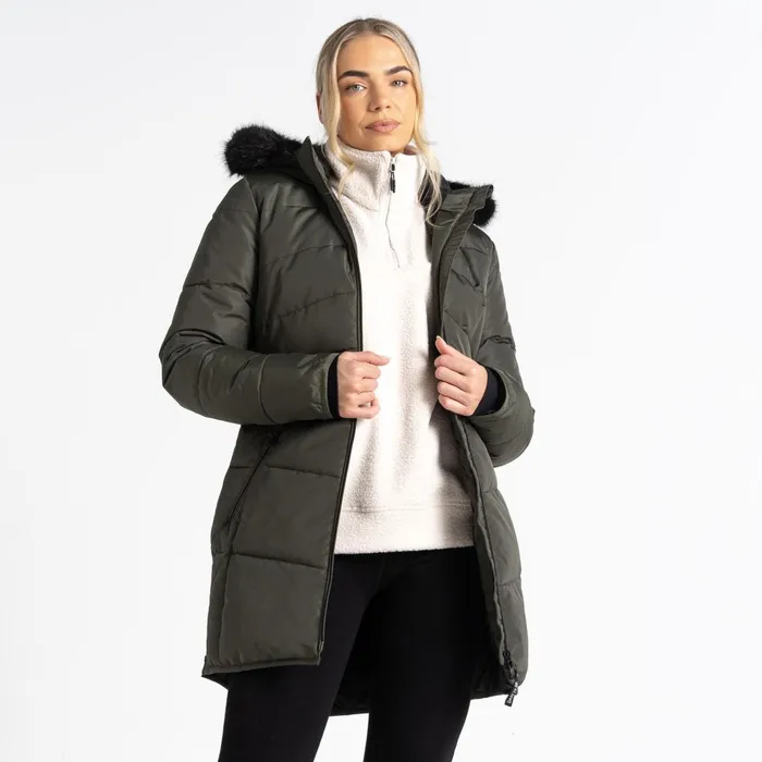 Dare 2b Insulated Jackets Striking Iii Mid Length Padded Jacket Green Lichen 8211 Women