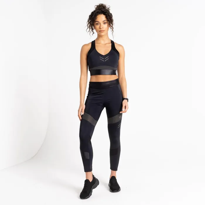 Dare 2b Medium Impact Crystallize Recycled Sports Bra Black 8211 Women