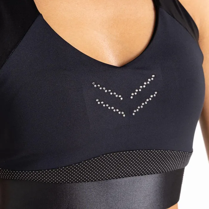 Dare 2b Medium Impact Crystallize Recycled Sports Bra Black 8211 Women