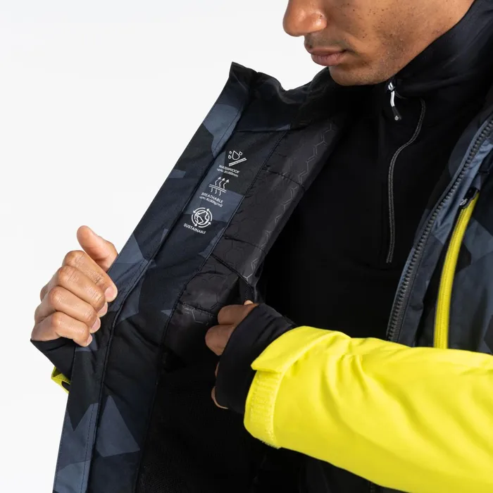 Dare 2b Ski Jackets Baseplate Ski Jacket Yellow Black Geo 8211 Men