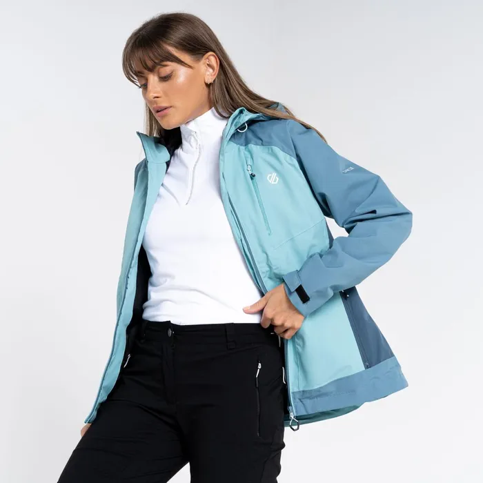 Dare 2b Waterproof Jackets Veritas Era Recycled Waterproof Jacket Meadowbrook Green Bluestone 8211 Women