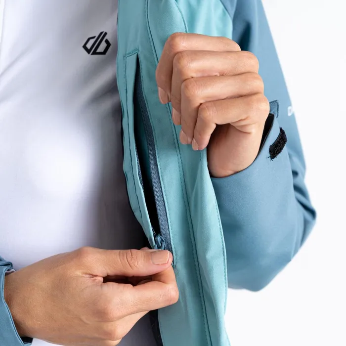 Dare 2b Waterproof Jackets Veritas Era Recycled Waterproof Jacket Meadowbrook Green Bluestone 8211 Women