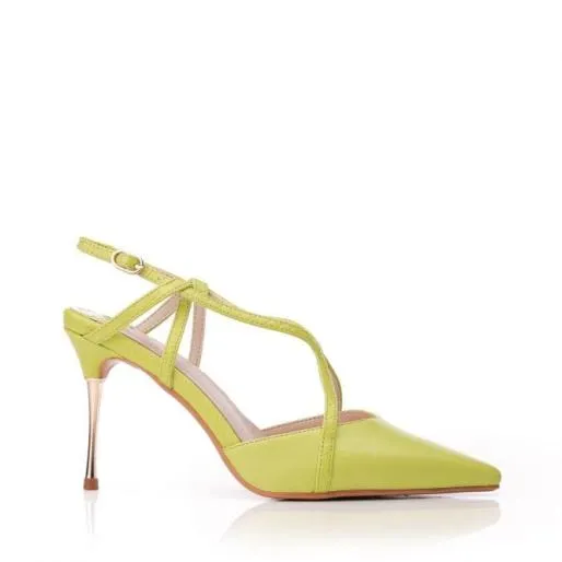Dreaming Lime Green Porvair Women Moda In Pelle Mid Heel Shoes