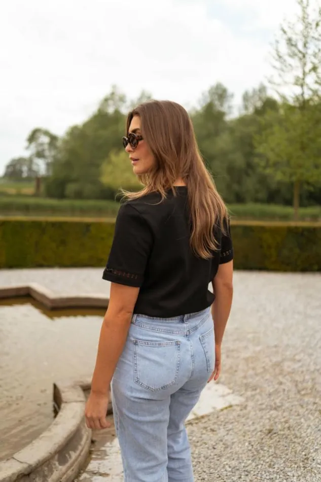 Easy Clothes Black Embroidered Romina TShirt Black Women039s Clothing Tshirts Easy Clothes Black Embroidered Romina TShirt Black Women039s Clothing Tshirts