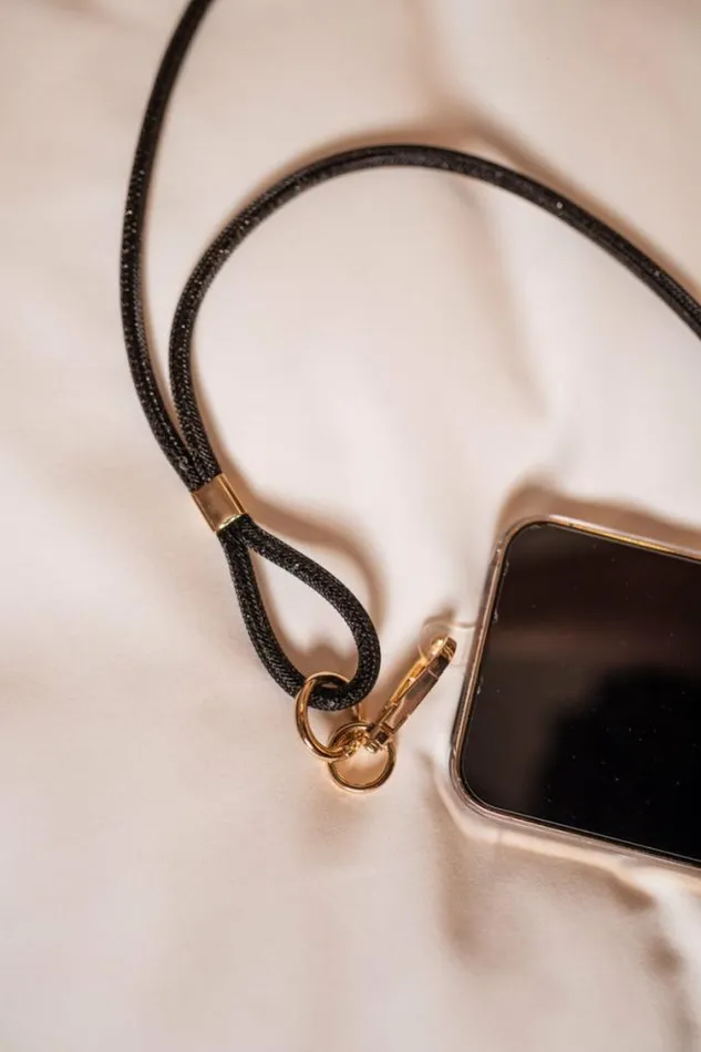 Easy Clothes Black Shiny Willy Phone Lanyard Jewelry and Accessories Phone Accessories