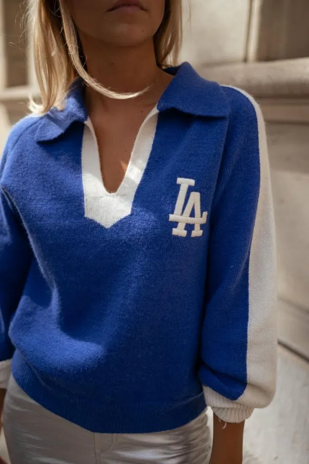 Easy Clothes Blue And Ecru Alpla Sweater Women039s Clothing Sweaters