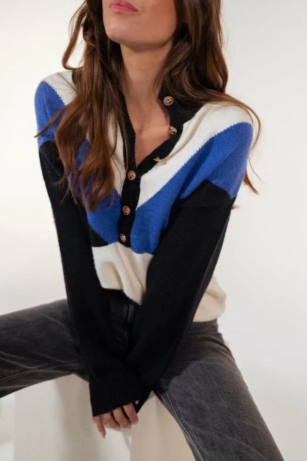 Easy Clothes Blue And Ecru Neve Sweater Blue and Ecru Women039s Clothing Sweaters Easy Clothes Blue And Ecru Neve Sweater Blue and Ecru Women039s Clothing Sweaters