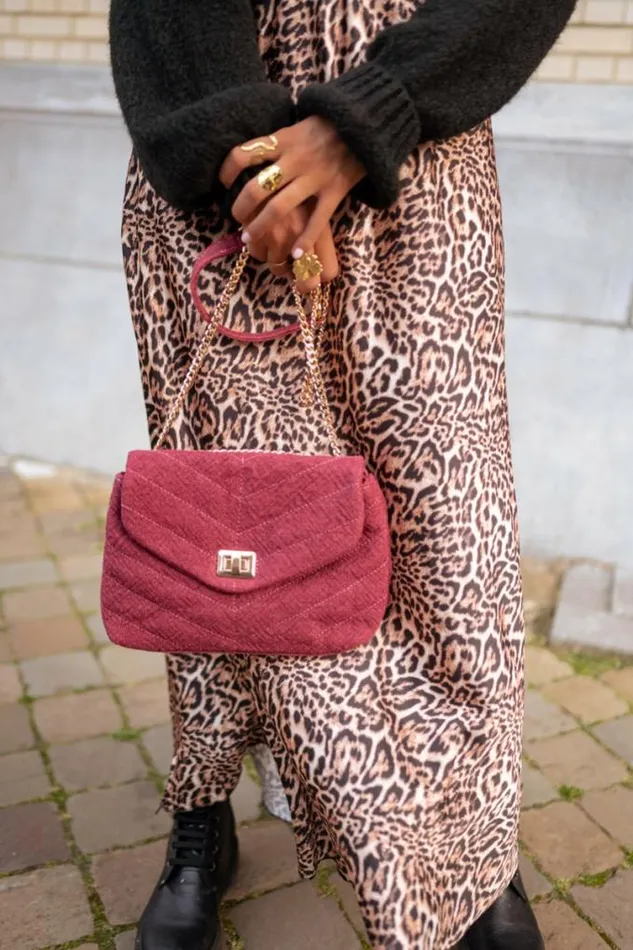 Easy Clothes Burgundy Linen Marie Bag Jewelry and Accessories Handbags