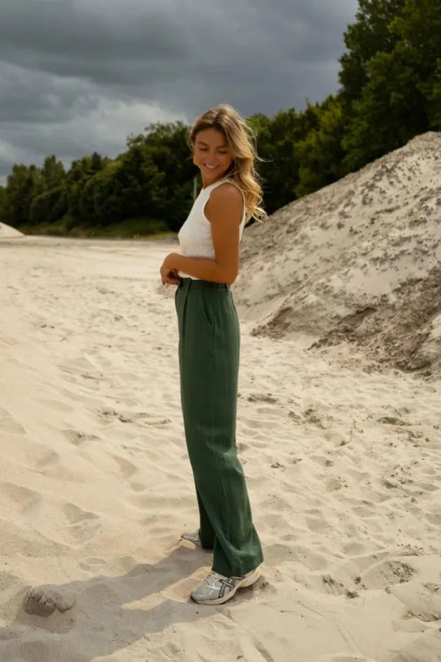 Easy Clothes Dark Green Linen Joey Pants Dark Green Women039s Clothing Pants and Jeans Easy Clothes Dark Green Linen Joey Pants Dark Green Women039s Clothing Pants and Jeans