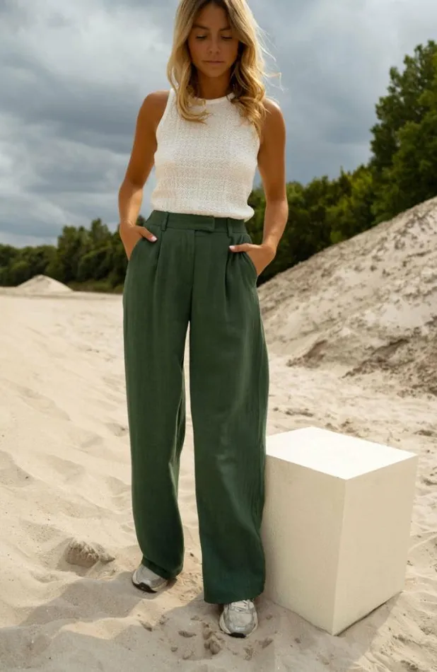 Easy Clothes Dark Green Linen Joey Pants Dark Green Women039s Clothing Pants and Jeans Easy Clothes Dark Green Linen Joey Pants Dark Green Women039s Clothing Pants and Jeans